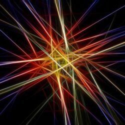 A colorful star with many lines coming out of it.