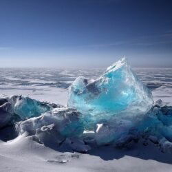 A large piece of ice on the beach